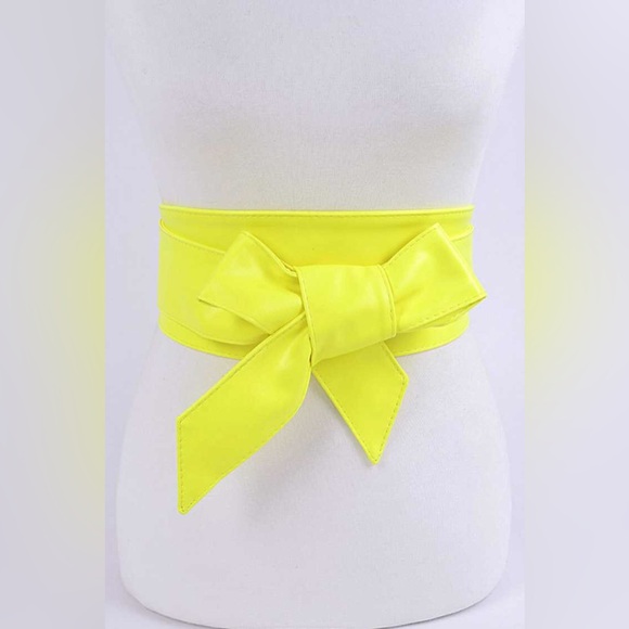 Neon Vegan Leather Obi Adjustable Waist Statement Belt - Picture 5 of 7